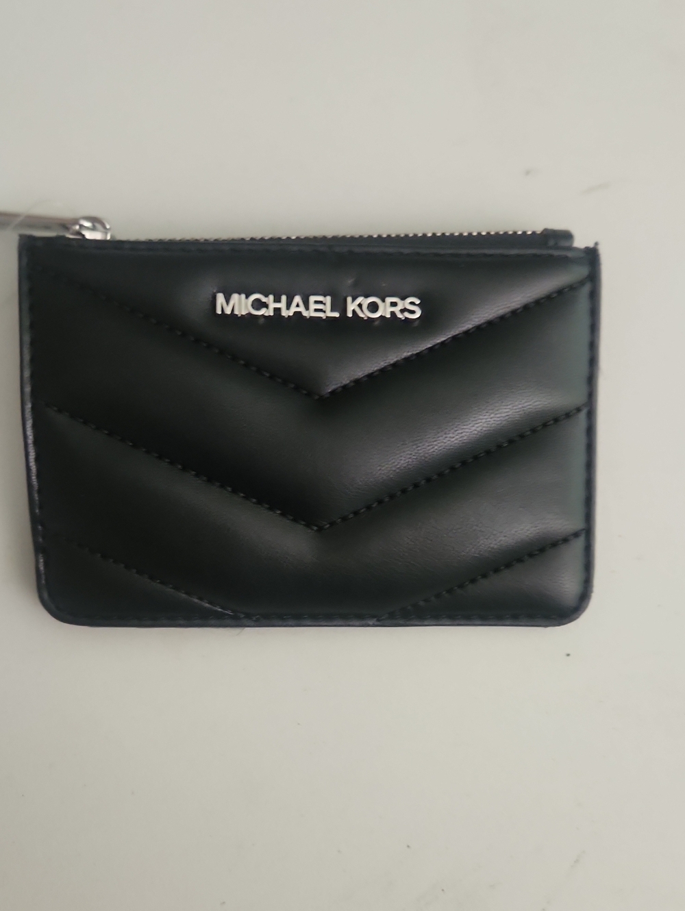 Michael Kors Black Quilted Leather Zip Card Pouch New With Tags NWT